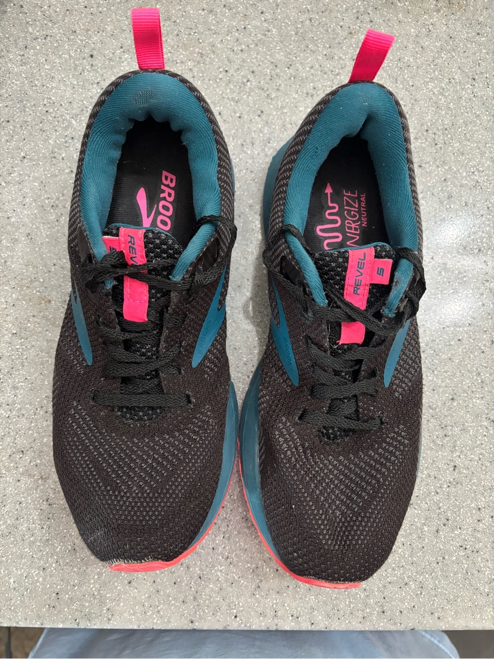 Brooks Women's Black Teal Running Shoes with Pink Accents